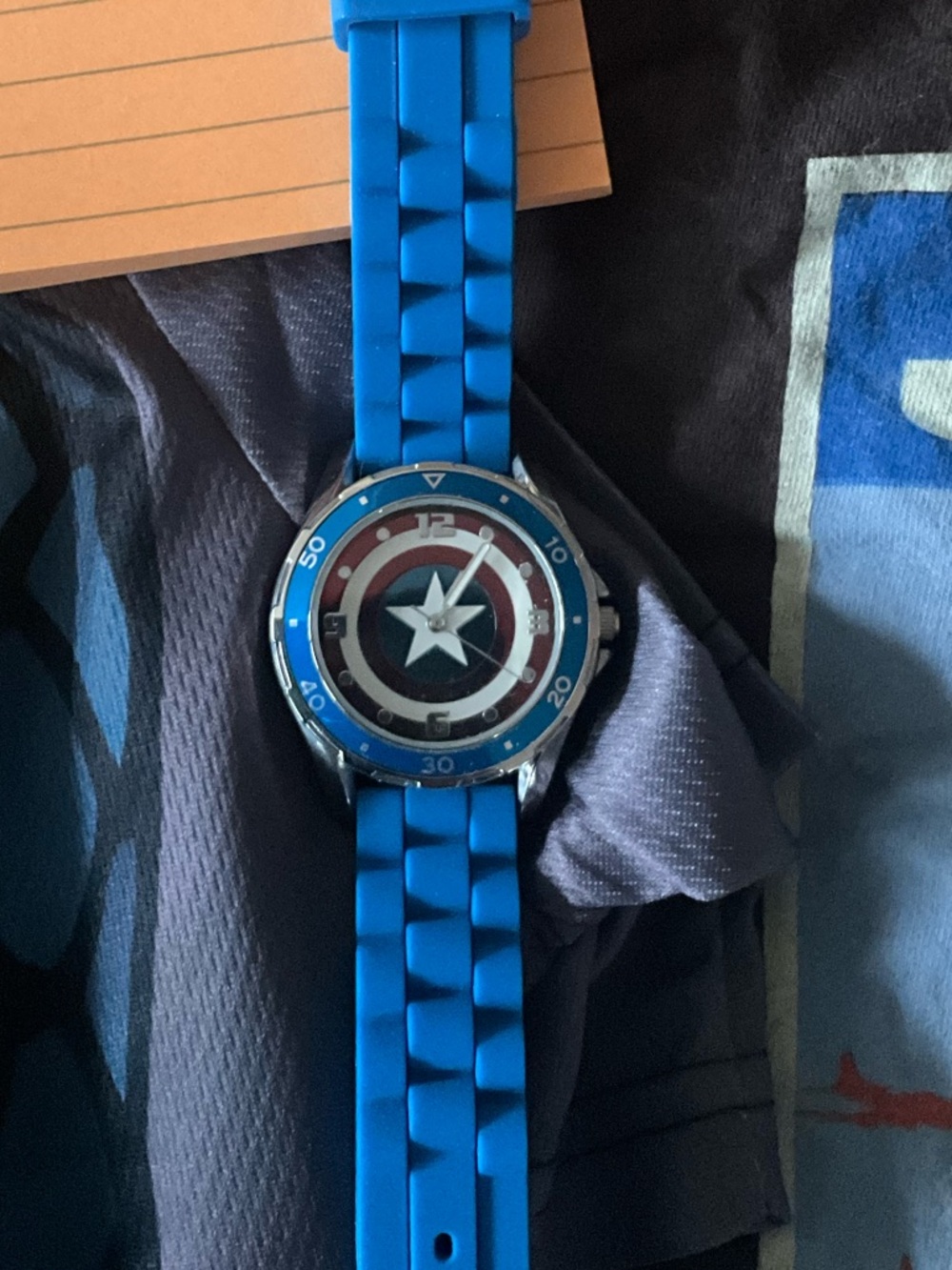 Marvel Blue Captain Star Silicone Strap Men's Watch